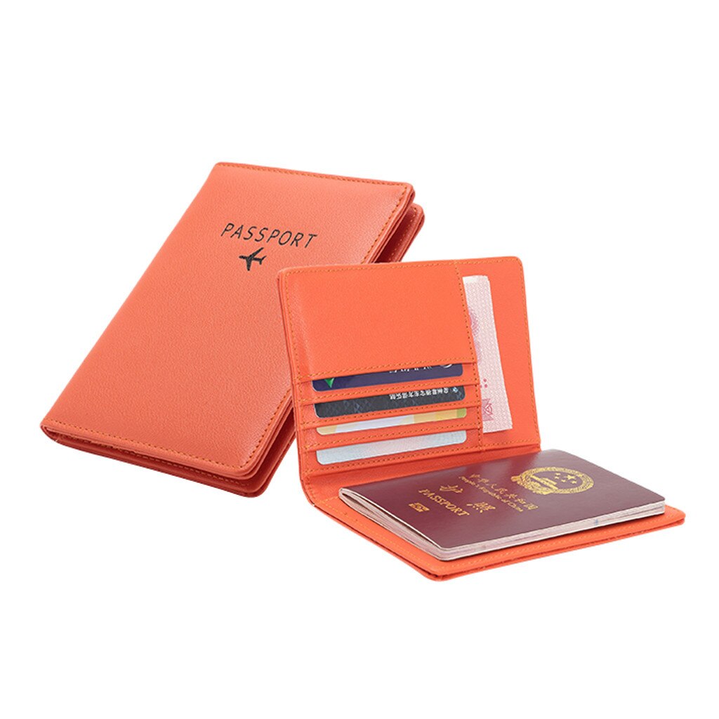 Leuke Paspoort Deksel multifunctionele Reizen Paspoort Portemonnee Tri-fold Document Organizer Houder voor paspoort Meisjes Case Pouch paspor: ORange 