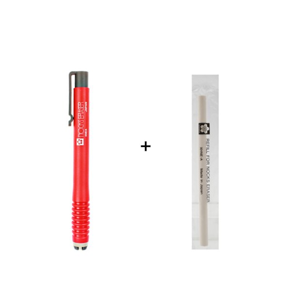 Sakura – gomme à crayon en caoutchouc xnée, 1 pièce, avec recharge, Type Push-out, pour croquis, dessin, fournitures d'art, de bureau: 1pc Red and refill