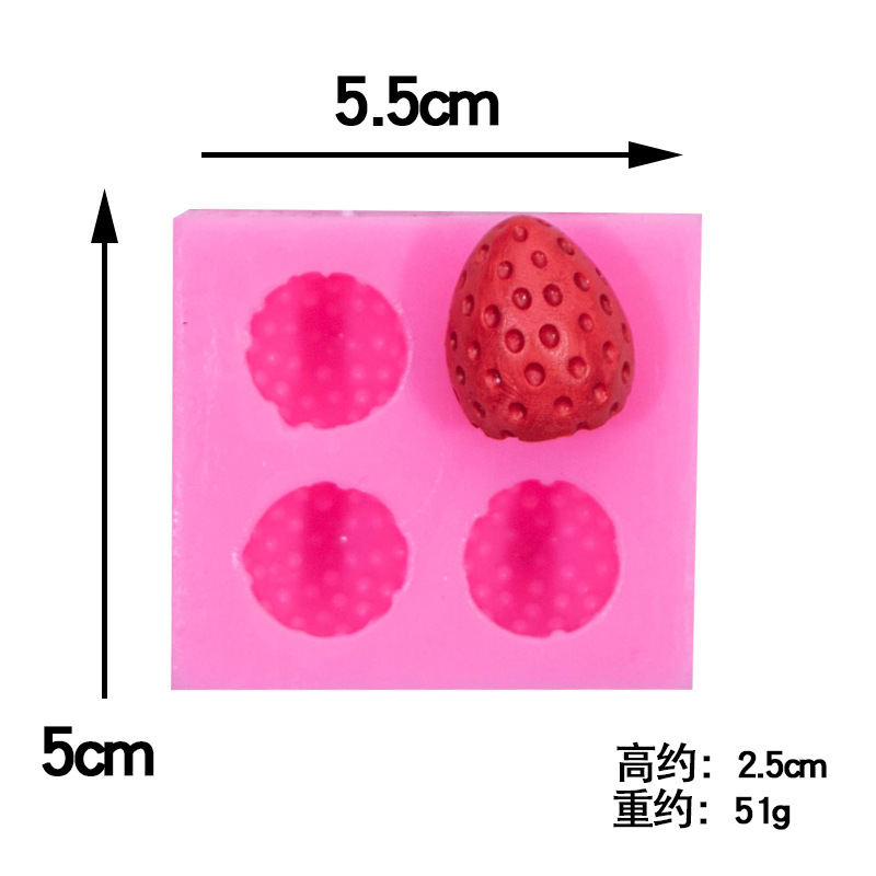 Molde de silicona con forma de fresa de Mango para fabricación de jabón, molde de silicona para Fondant, para hornear frutas, vela aromática, decoración de pasteles: M Strawberry