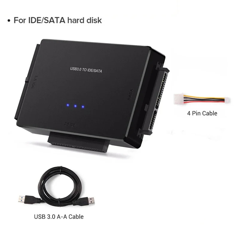 USB 3.0 to SATA/IDE Adapter IDE Hard Drive Adapter for Universal 2.5"/3.5" Inch IDE and SATA External HDD/SSD Support 6TB: Yellow