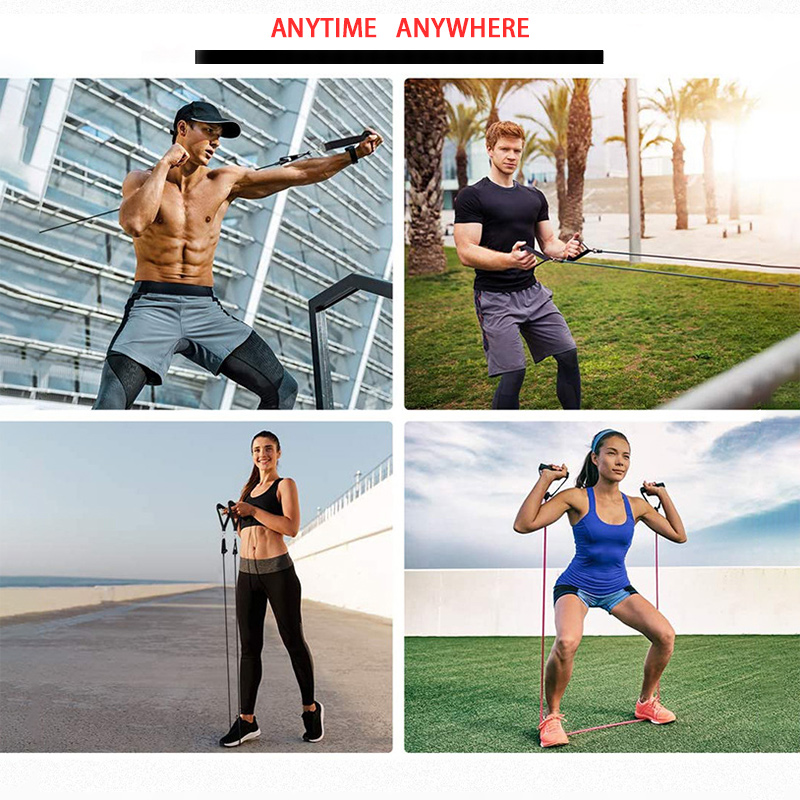 5 Stackable Exercise Bands with Handles 5 Resistance Loop Bands for Resistance Training Physical Therapy Home Workouts