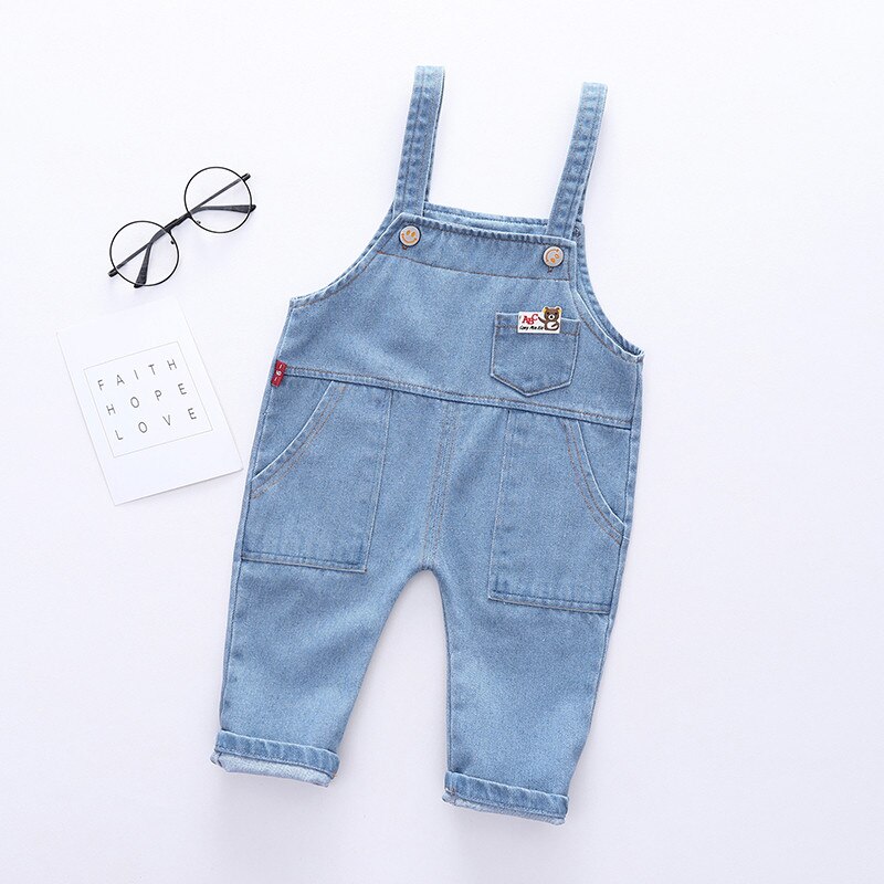 Lente Herfst Katoen Cartoon Patroon Kinderen Jongens Meisjes Mode Denim Hemdje Broek 0-5 Jaar Kid Overall lange Broek