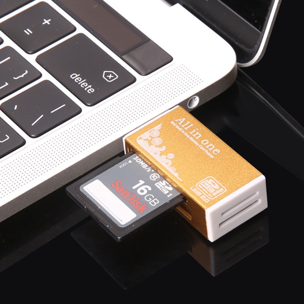 Kortlæser lille usb 2.0 multi hukommelseskortlæser adapter til micro sd sdhc tf  m2 mmc