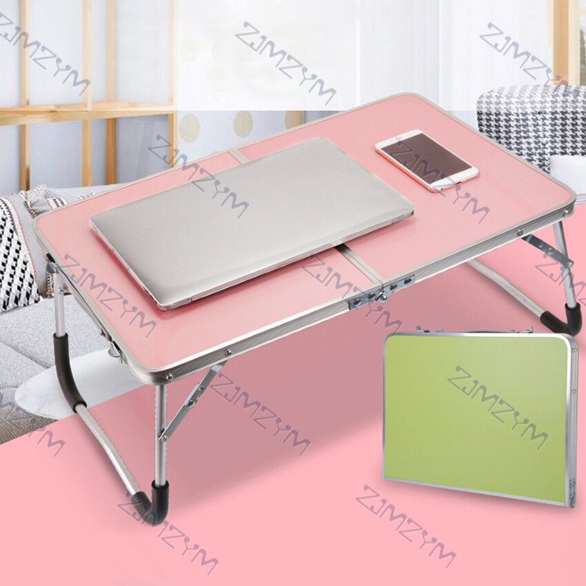 Double Folding Computer Table Notebook Stand Holder Bed Sofa Laptop Table Portable Study Table Writing Desk Home Furniture: pink