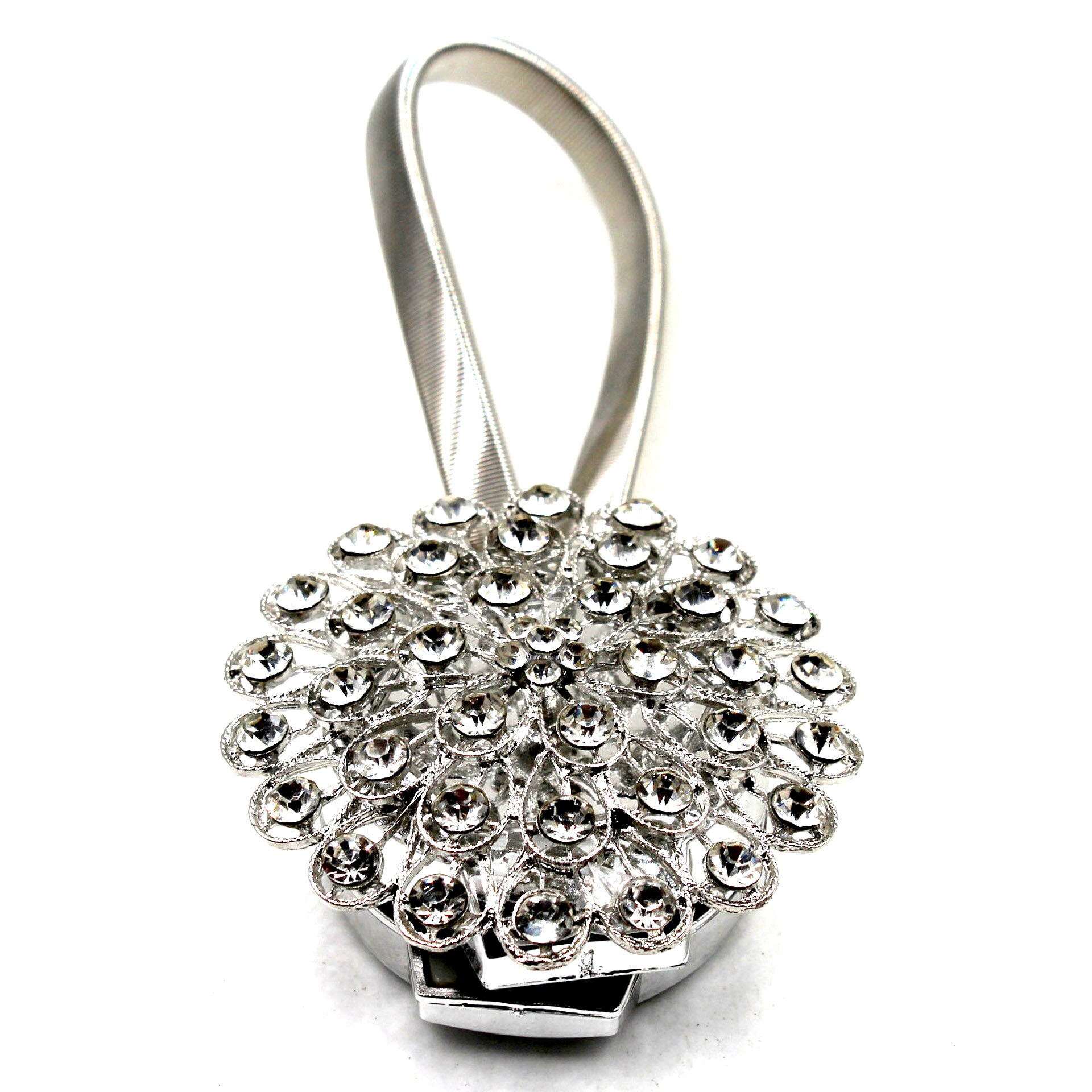 1pcs Flower Shape Rhinestones Magnet Curtain Tieback Magnetic Curtains Buckle Window Screening Ball Clip Holder Home Accessories: C