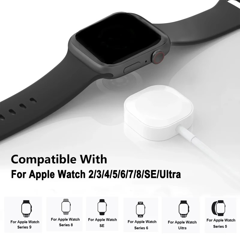 Cargador inalámbrico de reloj magnético para Apple Watch Series 10 S9 8 7/ 6 5 4 3 Se Ultra cargador tipo C Usb dos interfaces opcionales