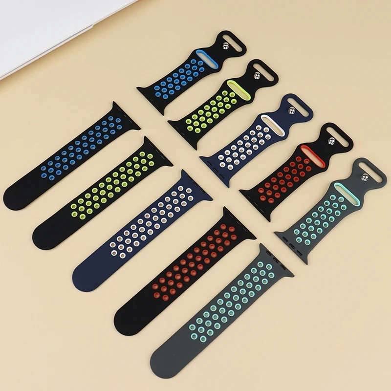 Bracelet de Sport pour Bracelets de montre Apple 44mm 45mm Ultra 2 49mm 40mm 41mm 42mm 45 44mm Bracelet en Silicone IWatch série 9 8 SE 7 3 bandes
