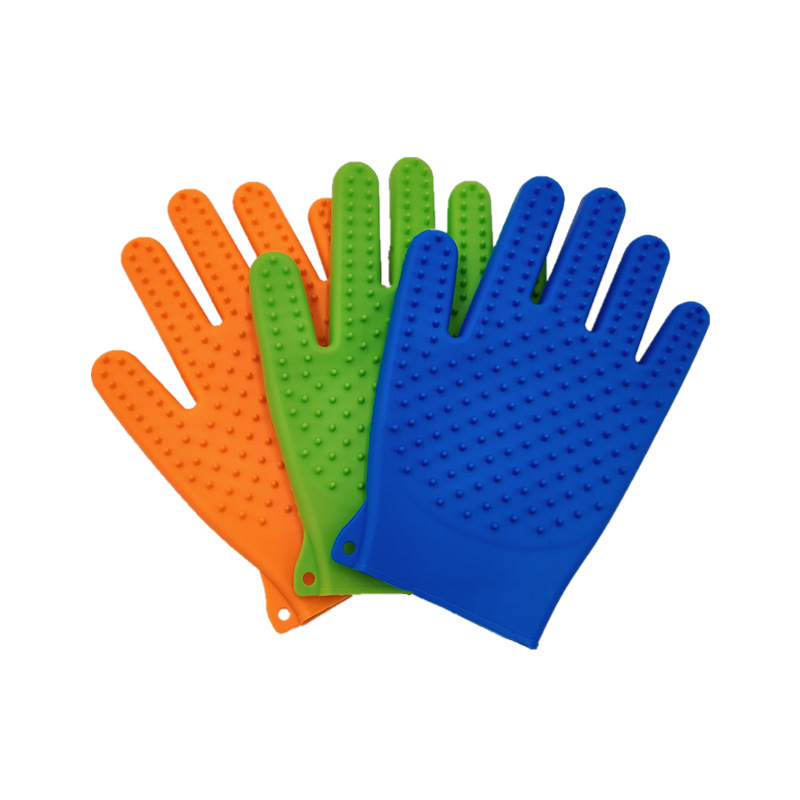 1 unidad de guantes de silicona para mascotas de doble cara guantes de limpieza de baño para perros masaje peine de pelo para belleza cepillo para quitar el pelo guante de cepillo de baño