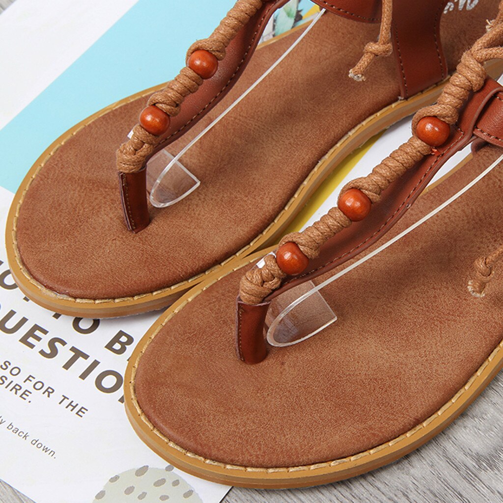 YOUYEDIAN Rome Microfiber leather Lace-Up Round Toe sandals women flat with Cross Strap Buckle Flat-soled strap-on shoes#g20