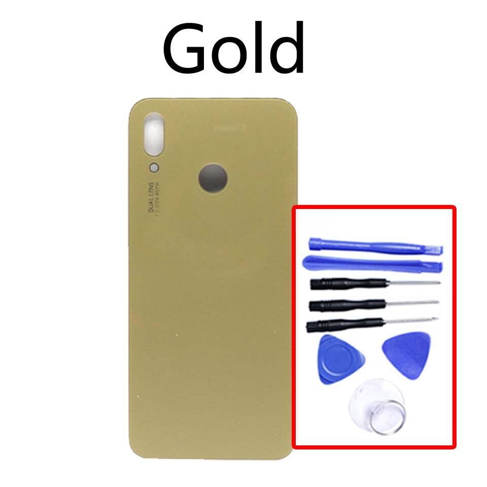 Back Glass For Huawei-P20 Lite Battery Back Cover Replacement For Nova 3E / P20 Lite Housing Chassis Shell replacement: Gold-With tool