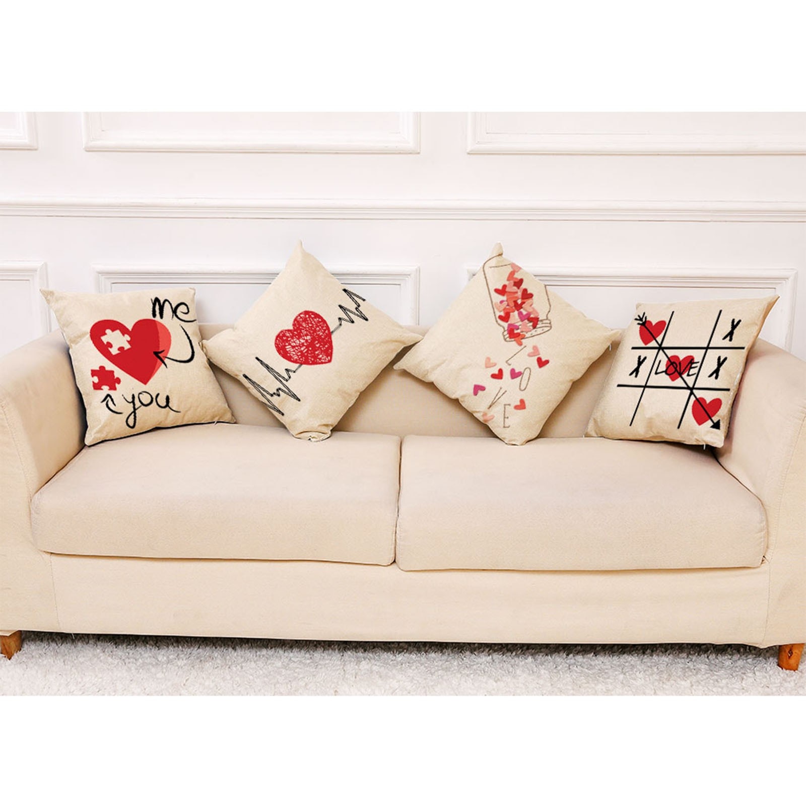 Happy Valentine Kussenslopen Linnen Sofa Kussenhoes Home Decor Kussensloop Voor Kantoor Sofa Auto Decoratieve Gooien Kussensloop