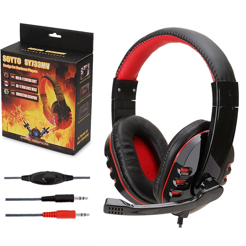 Wired Headset Gamer PC 3.5mm PS4 Headsets Surround Sound & HD Microphone Gaming Overear Laptop Tablet Gamer SY733MV