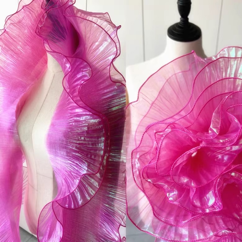 2 Meter Plissee Rüschen Organza Farbverlauf Spitzenbesatz 13 cm breit DIY Kleidung Spleißen Dekor Band Hochzeitskleid NäHenne Stoff