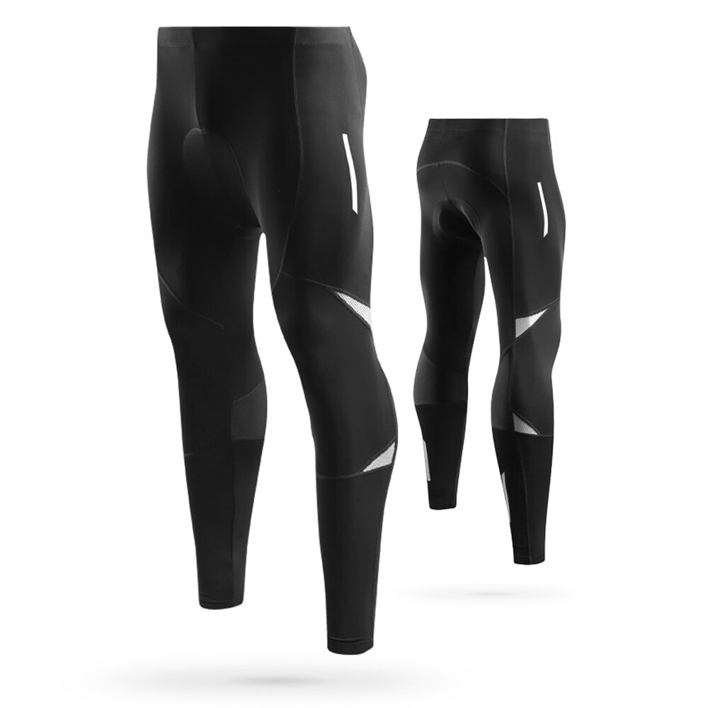 Pantalones de bicicleta reflectantes para hombre, mallas largas de compresión, acolchadas con Gel, para exteriores