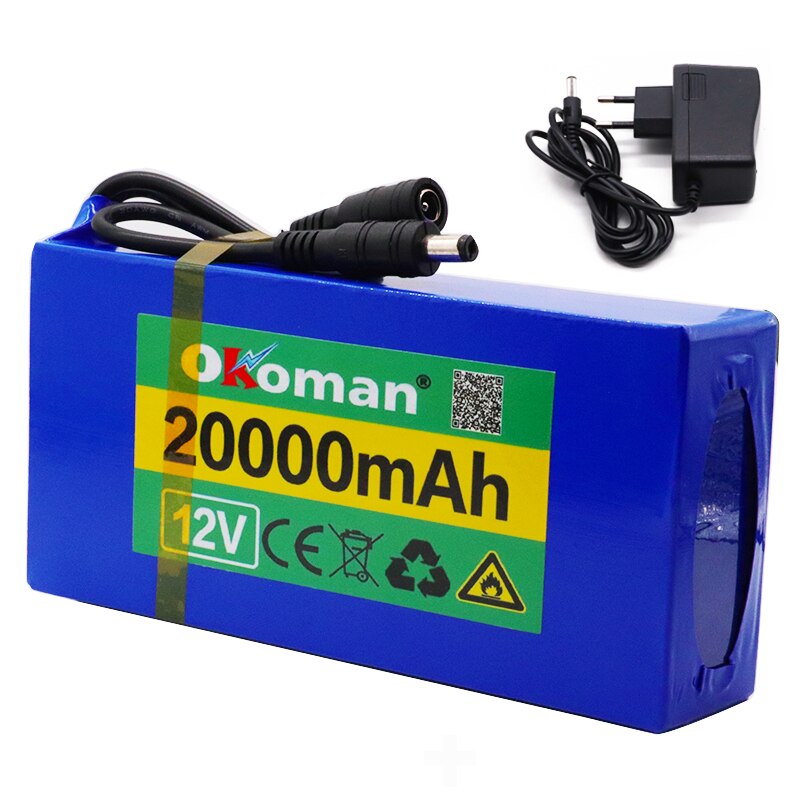 Super Rechargeable Portable Lithium-ion Battery DC 12V 20000mAh With US or EU Plug 12.6v 20Ah battery pack+charger