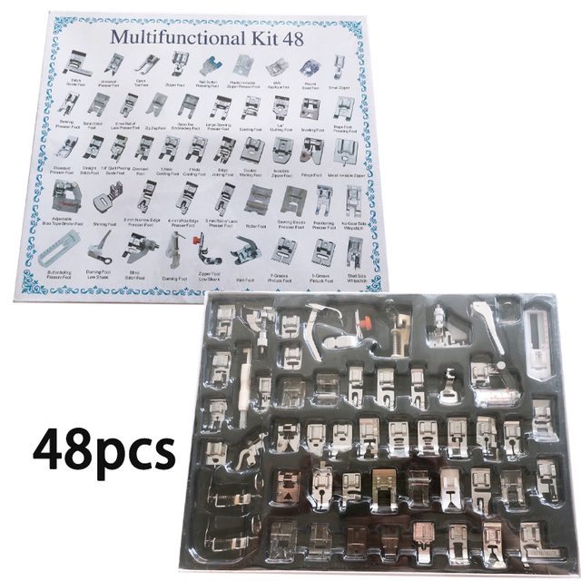 82/11pcs Sewing Machine Presser Foot Feet Kit Set With Box Brother Singer Janom Sewing Machines Foot Tools Accessory Sewing Tool: 48pcs