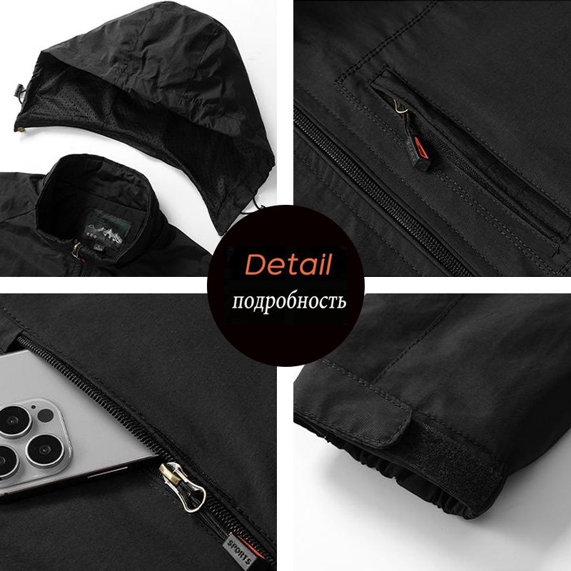 Frühling Männer Wasserdichte draussen Jacken Mann Abnehmbare Hütte Wandern Fisch Jacken Herren Multi Tasche Jogger Outwear Windjacke