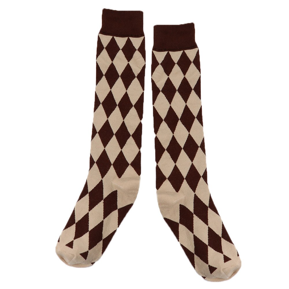 Girl JK Knee High Socks Stockings College Rhombus Plaid Knee Socks Women Keep Warm Female Sock Ladies Long Socks: A-coffee