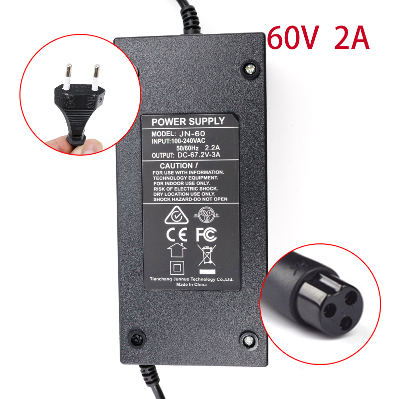Cargador de batería de litio Universal para bicicleta eléctrica, accesorios para patinete eléctrico 24V2A 36V2A 48V2A 60V2A: Chocolate