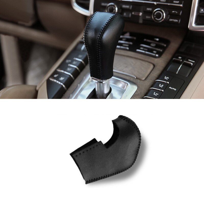 Automobile Leather Gear Headgear Handle Head Protective Cover For Porsche Cayenne Car