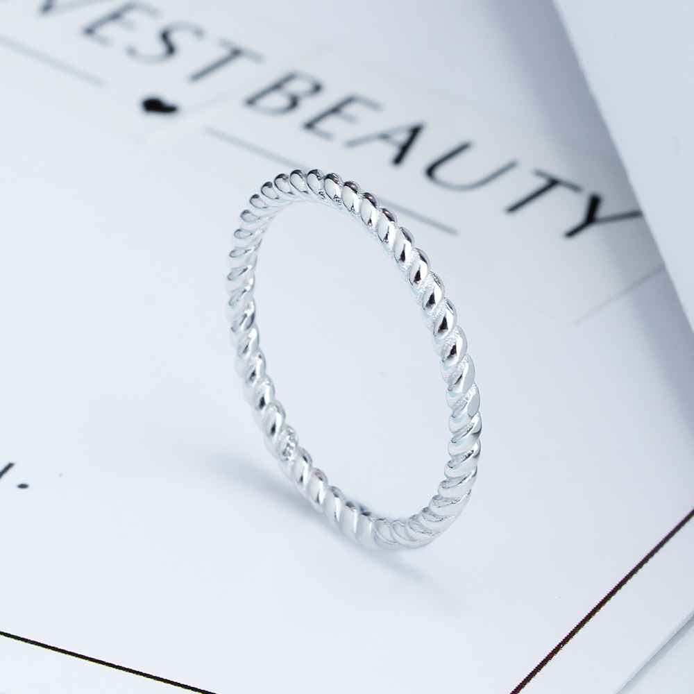925 Sterling Sliver Rings for Women Rope Shape Wedding Rings Trendy Silver Jewelry Engagement Anniversary (RI102772)