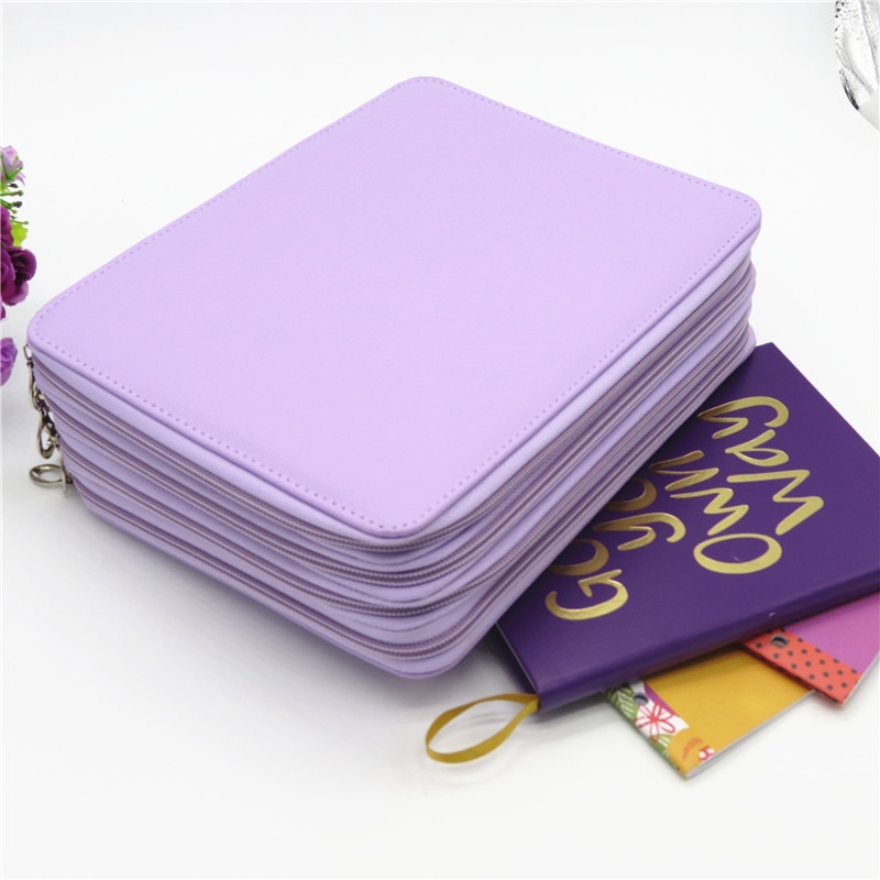 Cartuchera escolar de cuero PU, estuche de lápices de colores de gran capacidad con 184 agujeros, cartuchera multifuncional para suministros de arte,