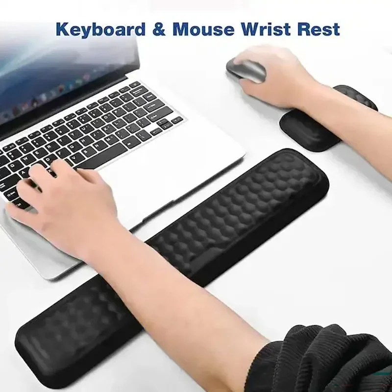 Tastatur-Pad-Set, Memory-Schaum, für Büro, Computer, Laptop, einfaches Tippen, Schmerzlinderung, Tastatur, Handgelenkauflage, L
