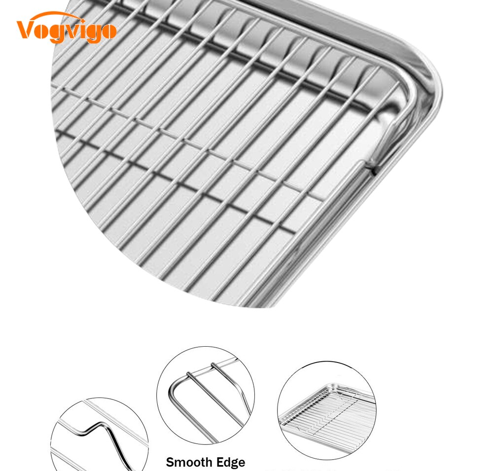 Baking Tray with Removable Cooling Rack Set Stainless Steel Pie Biscuit Cookie Macaroon Pastry Baking Pan Sheet Used for Oven