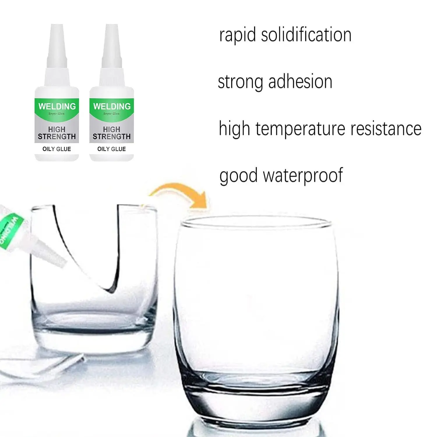 Hochfester öliger Schweißkleber – universeller Sekundenkleber, mächtiger Sofortkleber für Harz, Keramik, Metall, Glas