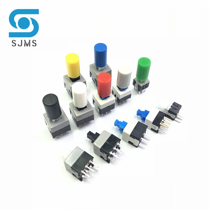 Interruptor de botón táctil autoblocante, 5,8x5,8 MM, 7x7MM, 8x8MM, 8,5x8,5 MM, microinterruptor de reinicio, tapa táctil A04, 10 unidades