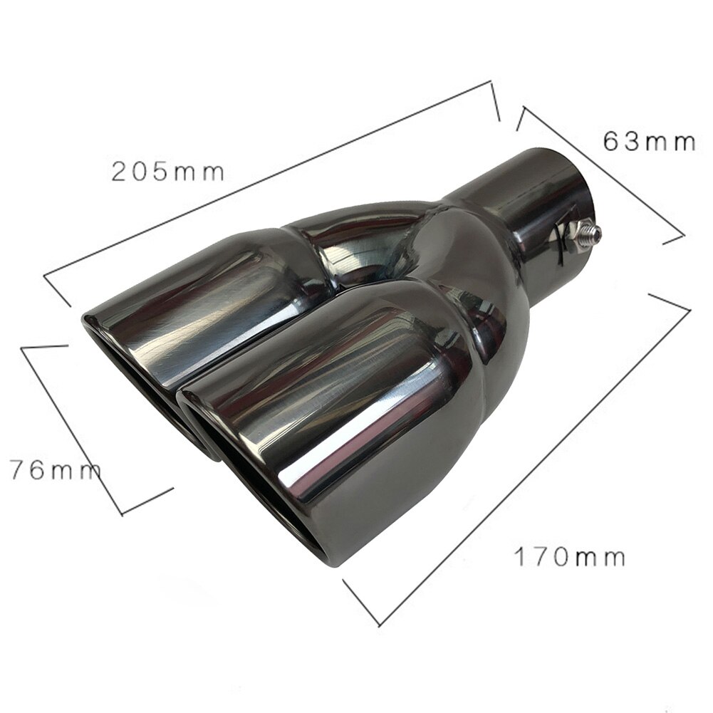 Car Universal Bolt-on Dual Exhaust Tip 63/76mm Slant Cut Tailpipe Muffler Tip Black Titanium Auto Replacement Parts Car Accessor: Straight 63mm