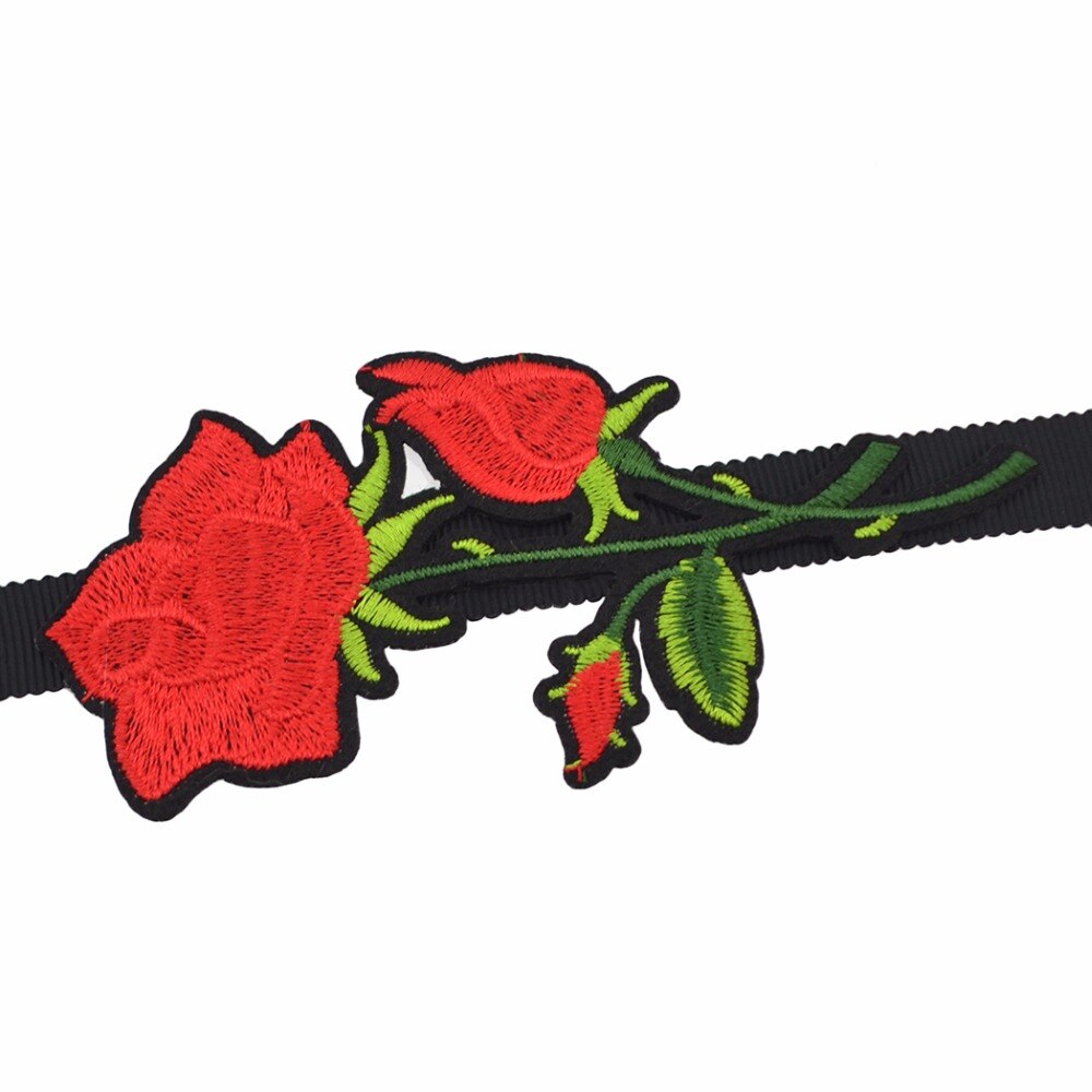 Boho Red Flower Thread Black Velvet Choker Necklaces For Charm Women Jewelry