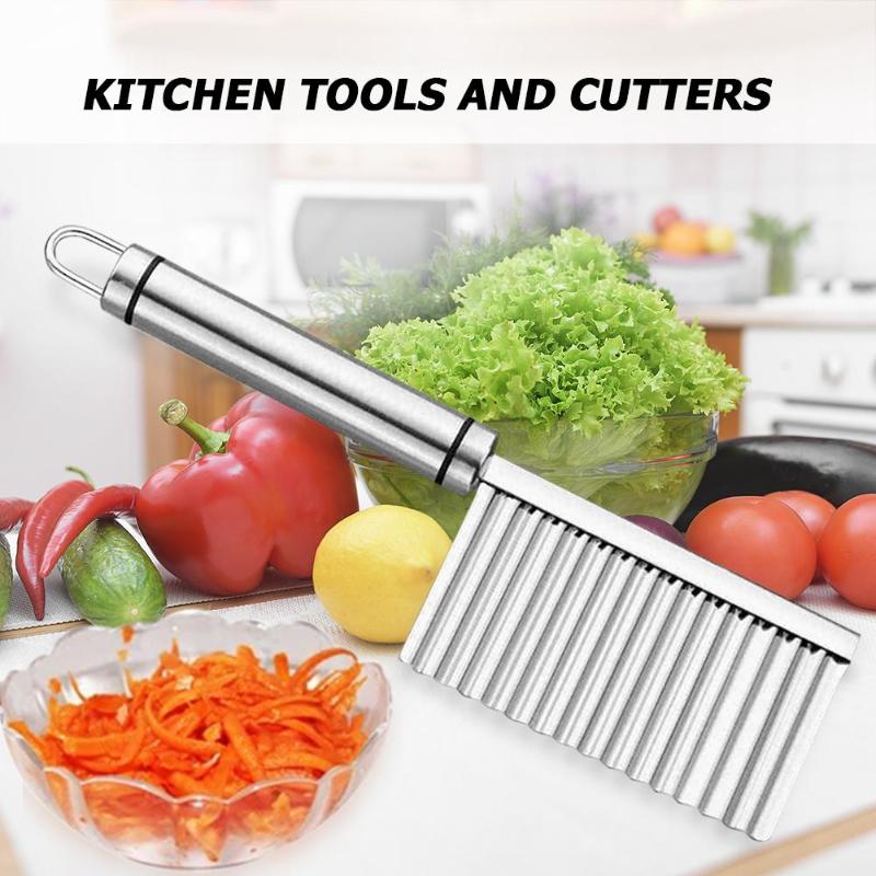 Stainless Steel Potato Wavy Edged Knife Chip Slicer Kitchen Gadget Peeler Cooking Tools Potato Cutter Chopper French Fry Maker