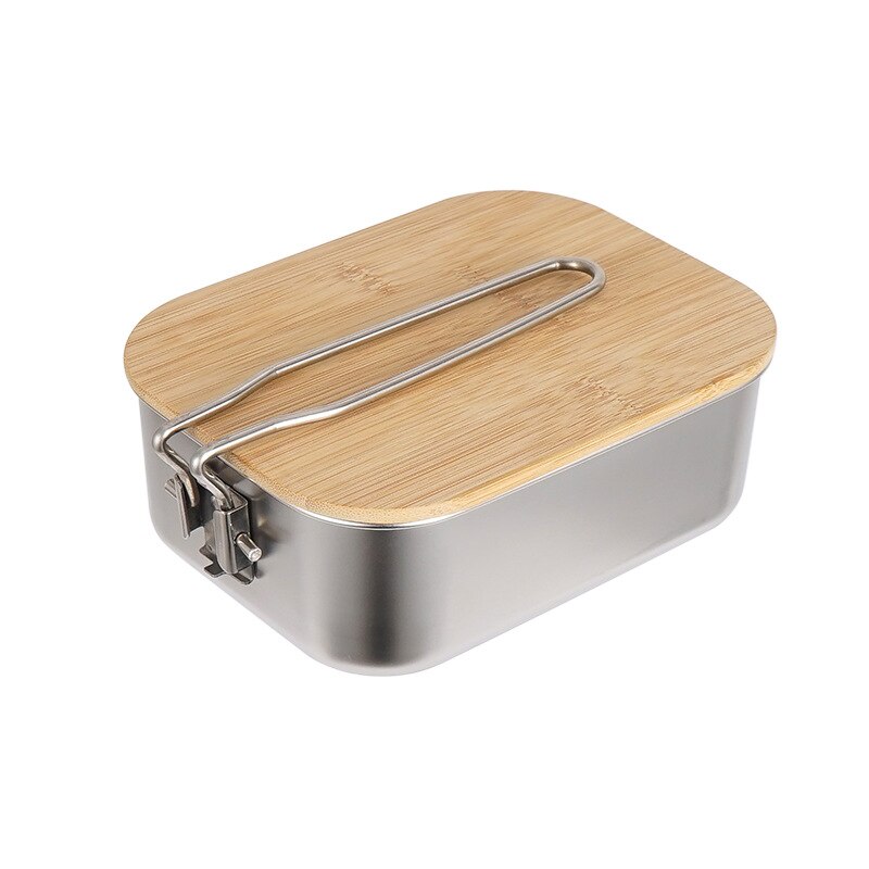 Portable Stainless Steel Lunch Bento Box Outdoor Camping Barbecue Picnic Cutting Board Lid Container