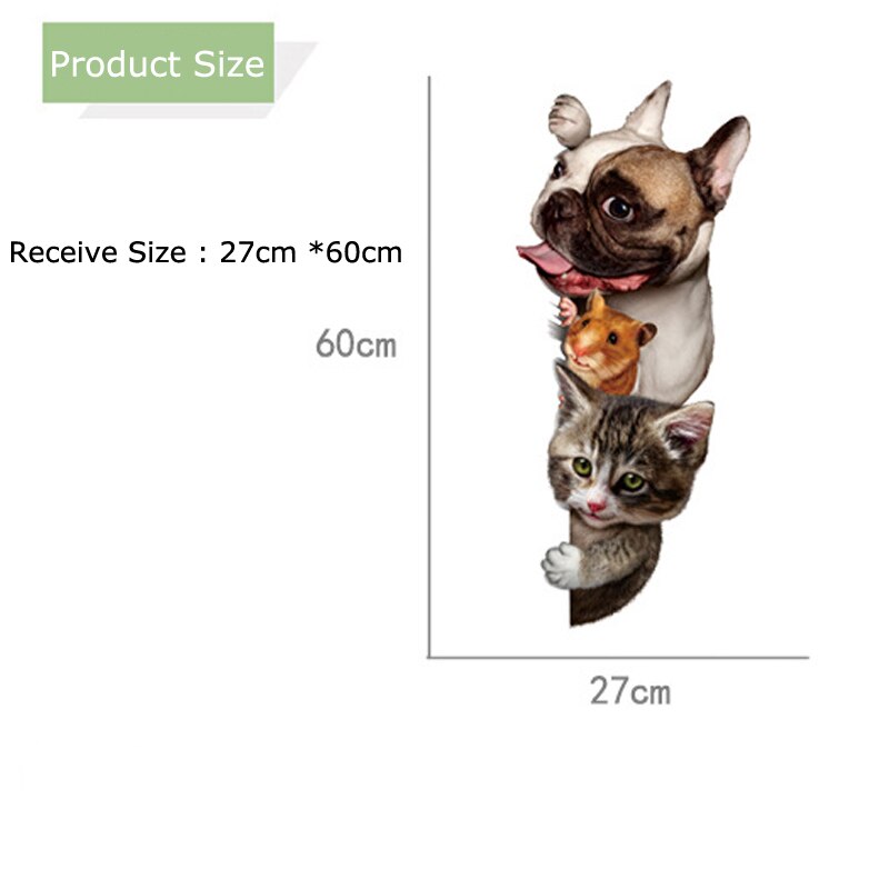 Lustige 3D Katze Hund Tür wandaufkleber kinderzimmer wohnzimmer home decor Wand hintergrund Kunst decals niedlichen tier aufkleber dekorationen