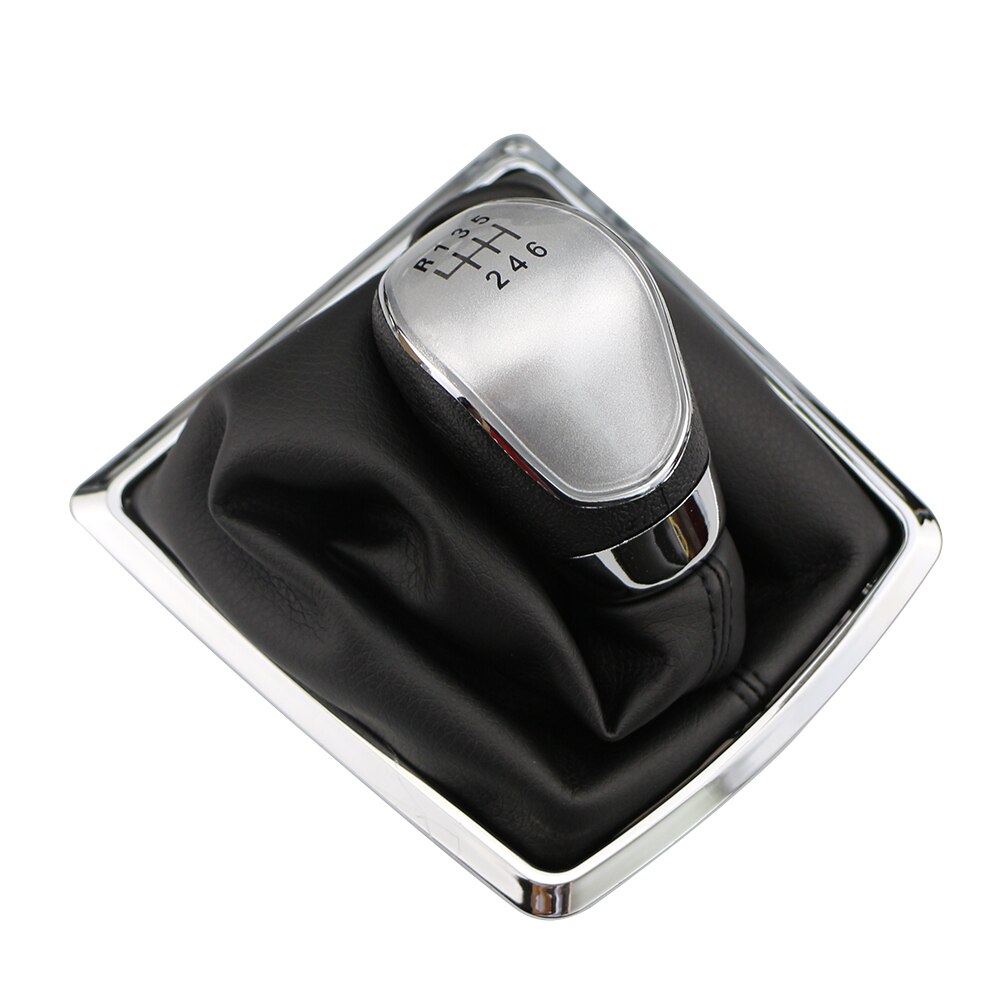 Gear Shift Knob Gaiter Boot Lever Stick Handle Head Cover 5/6 Speed Car Styling Accessories For Ford Focus 2 MK2 Fiesta Kuga: 6 Silver With Dust