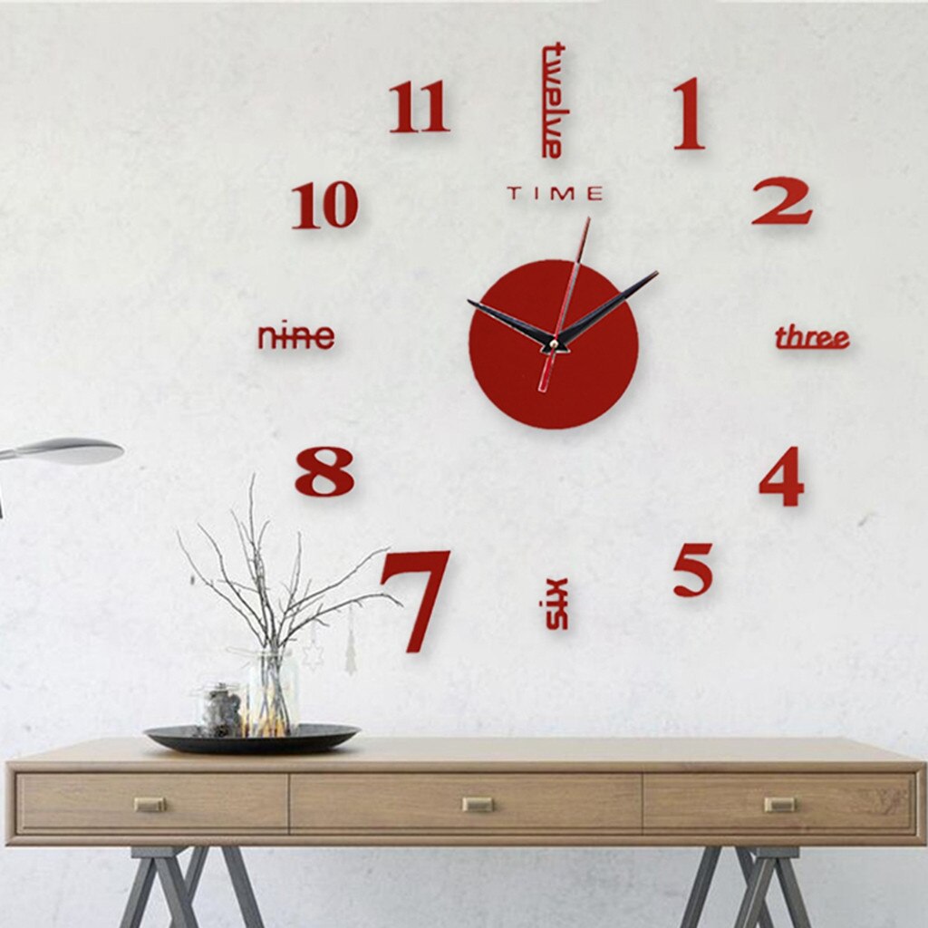 Large Wall Clocks 3D Mirror Effect Living Room DIY Wall Clock Surface Art Home Decoration Frameless Clocks #N