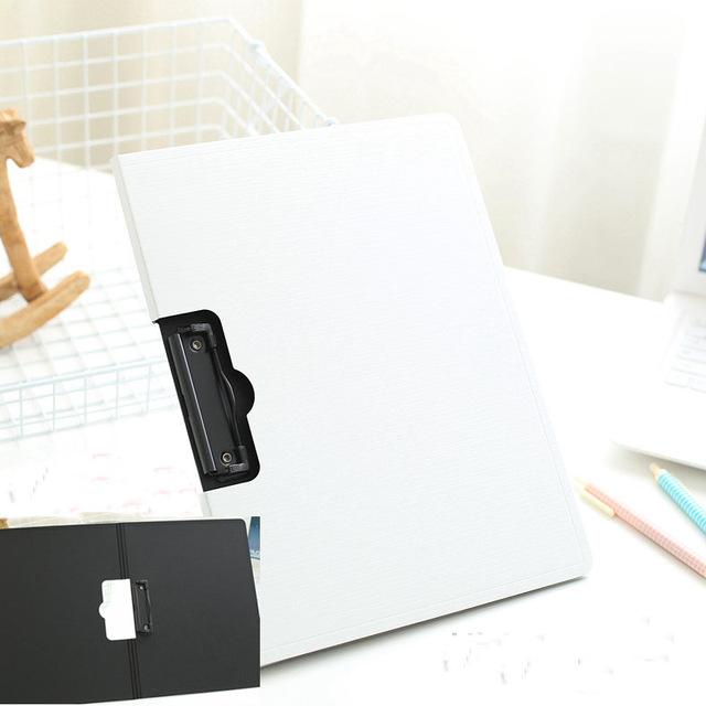 thicken clip / letter size School Document reports Papers contract presentation black A4 Plastic File Folder: white