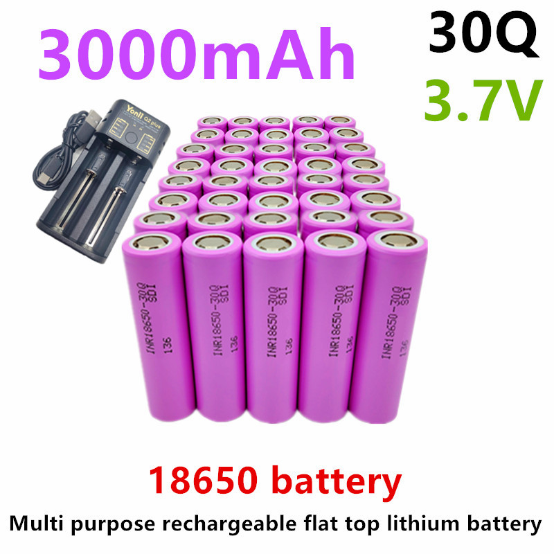 30q 100%  originalbatterier i 18650 3.7 v 3000 mah litiumjonbatterier i uppladdningsbart format