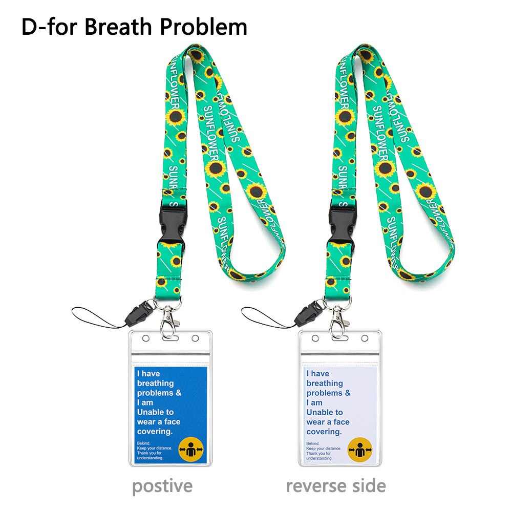 1 Set Lanyard + Mask Exemption Card Waterproof Durable Safe PVC Material ID Card or Keys Hodler Hidden Disability Lanyard: D-5