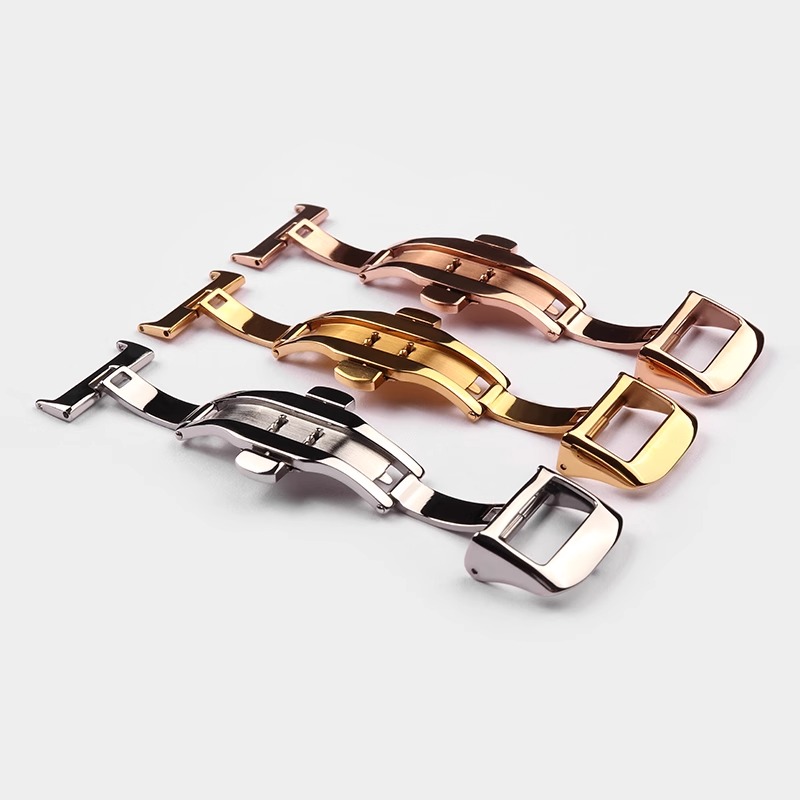 16mm 18mm 20mm Inzet Vlindergesp voor Jaeger LeCoultre Lederen Horlogeband Rubberen Band Zilver Rose goud Vouwsluiting