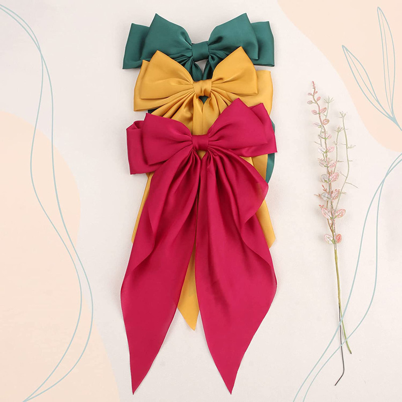 Conjunto de 3 uds de lazos de cinta de satén de Color sólido, horquilla, Clips de primavera, accesorios para el cabello para mujeres y niñas, sombreros coreanos de: Rosa