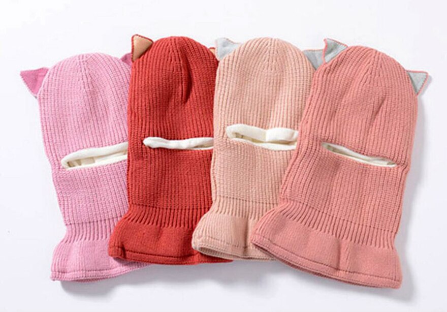 Beanie Warm Hat Kids Children Knitted Hooded Scarf Winter Circulal Knit Striped Earflap Ear Cap Scarves Child Accessories