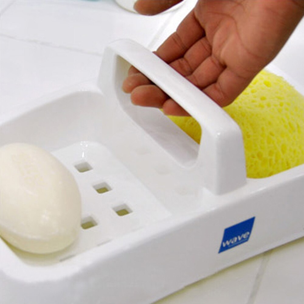 Imported portable soap box drain double grid soap holder large laundry soap soap box simple blue and white series LO1112341