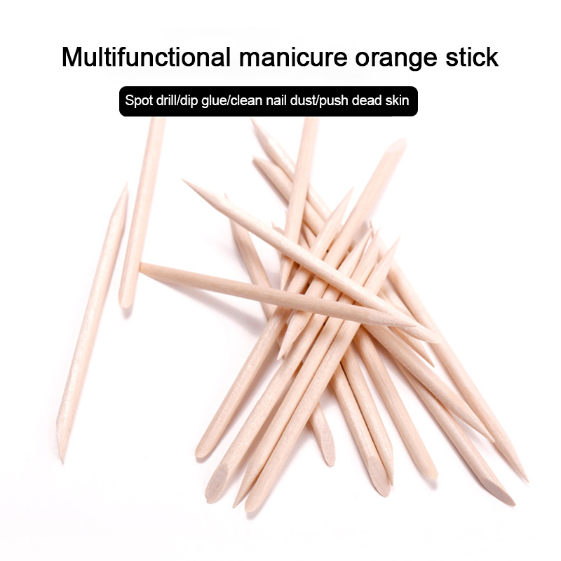 Nail Wooden Cuticle Pusher Set Double-ends Orange Wood Sticks Cuticle Removal Nail Art Sticks Exfoliating Pedicure Manicure Tool
