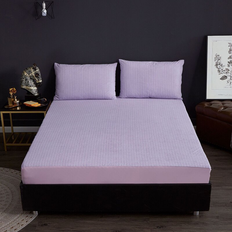 Waterproof Urine Mattress Pad Cotton Terry Bed Cover Striped Mattress Cover Breathable Bed Covers Fitted Sheet Anti Bed Bug Mite: 03 / 150x200x28cm