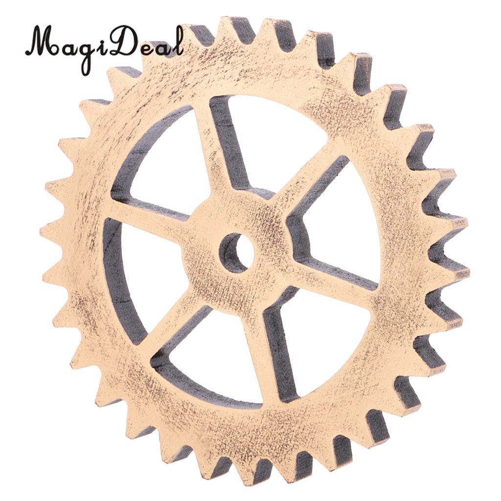 MagiDeal Rustic Wooden Circle Wheel Gear Home Bar Cafe Wall Hanging Art Craft Ornaments Home Room Wall Decoration Wooden Gear