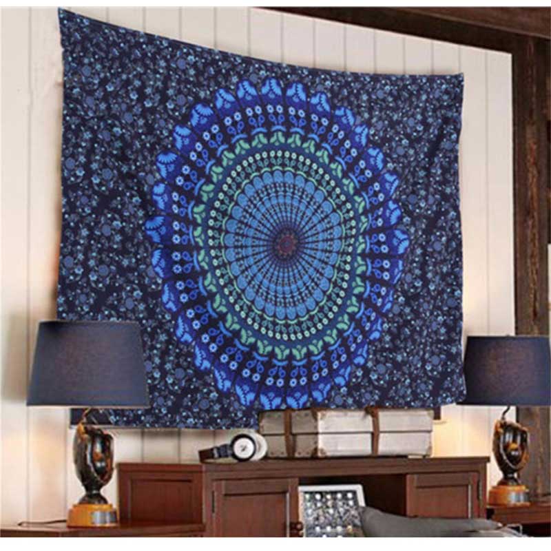 150*210cm Large Mandala Indian Beach Mat Polyester Thin Blanket Tapestry Wall Hanging Bohemian Yoga Shawl Mat Blankets: Dark Khaki