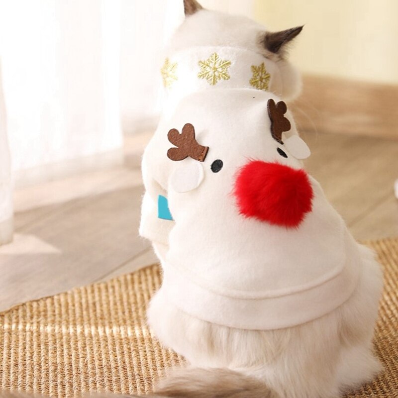 Dog Reindeer 2 Legged Apparel Outfit Pet Dog White Autumn Winter Christmas Cosplay Costume Bulldog Dress Up Clothes