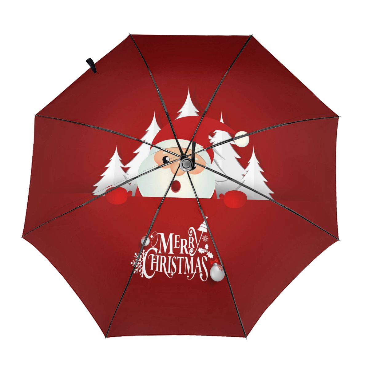 Automatic Umbrella Christmas Santa Claus three-fold umbrella women men rain umbrella: Inside Print